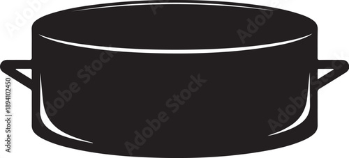 Simple black pot with two handles on white background