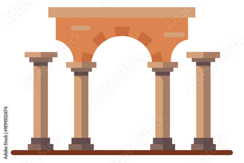 Ancient Castle Arch Supported by Stone Columns