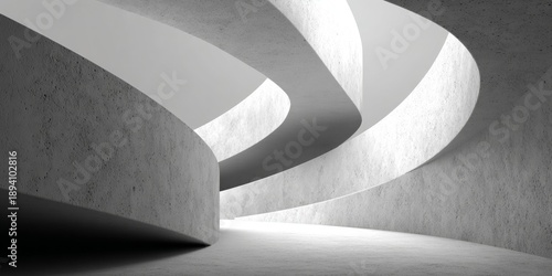Modern architectural concept featuring abstract minimal concrete curves and textures, ideal for design, branding, or creative marketing backgrounds