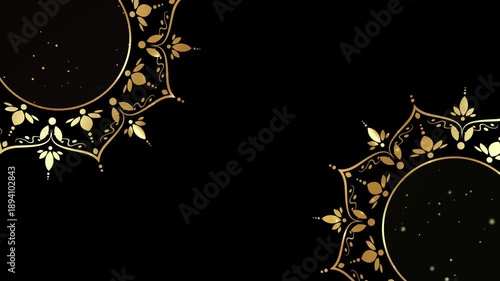 Animation of Luxury mandalas background with gold frame in arabesque pattern Arabic style. Motion Graphics Video Mandala Rotating and glittering. Elegant black Background and copy space for you text