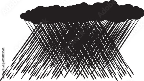 Heavy Rain Storm Weather Illustration with Dark Clouds