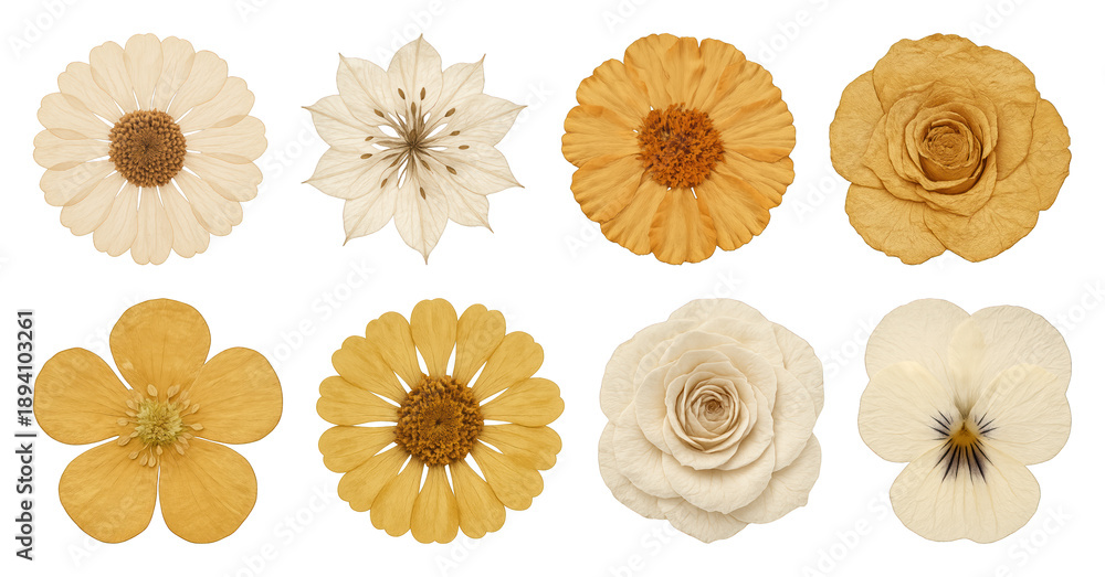 Fototapeta premium Pressed flowers with vintage charm.