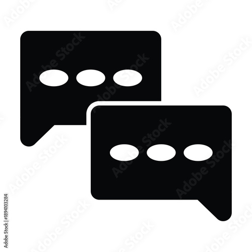 Online chat messaging icon. A simple Black and white two overlapping speech bubbles for chatting icon concept.eps