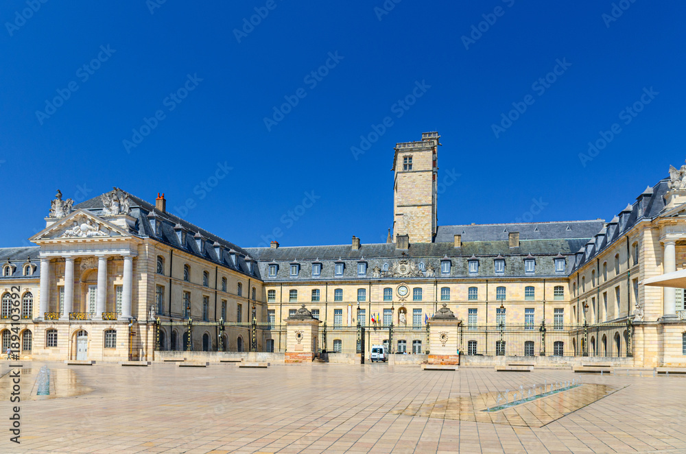 Naklejka premium Palace of the Dukes and Estates of Burgundy Bourgogne Palais with Tour Philippe le Bon tower building on Place de la Liberation square in Dijon city historical centre, Dijon old town, France