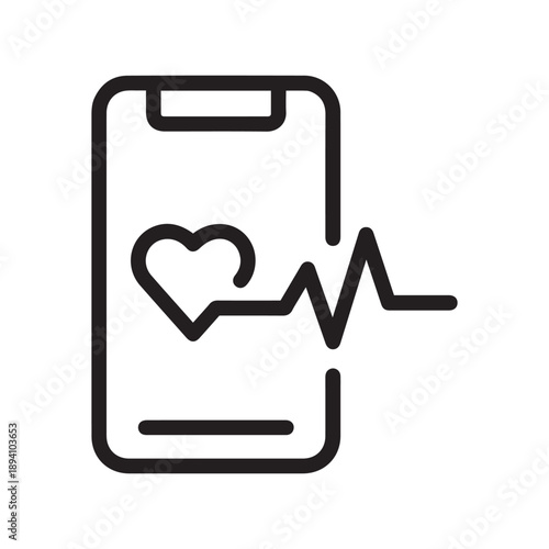 Smartphone heart monitoring icon. Outline smartphone heart monitoring vector icon for web design isolated on white background
