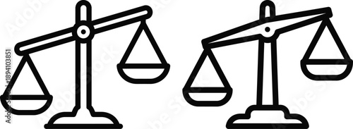 Black and white illustration of two balanced scales side by side