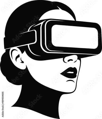 Woman wearing virtual reality goggles with a surprised expression