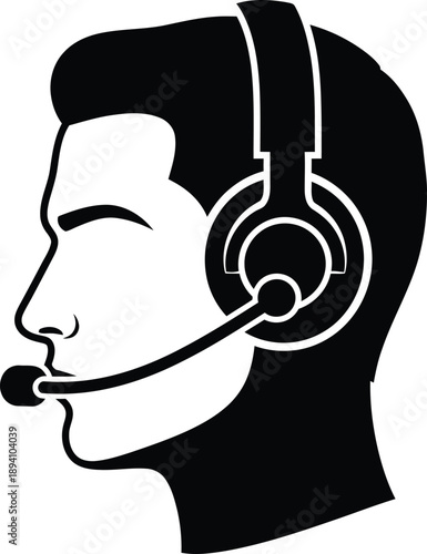 Customer service representative wearing a headset