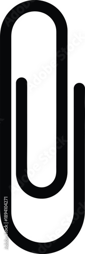 A simple black paperclip on a white background