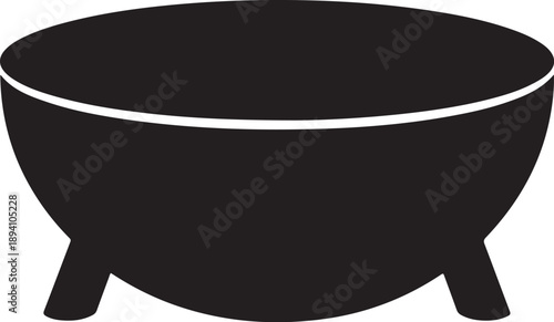 Simple black bowl with white rim and three legs