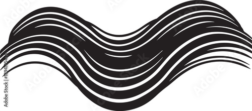 Black and white wavy lines abstract graphic design element