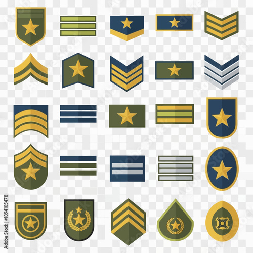 Military Rank Insignia Collection: Stars, Chevrons, and Badges
