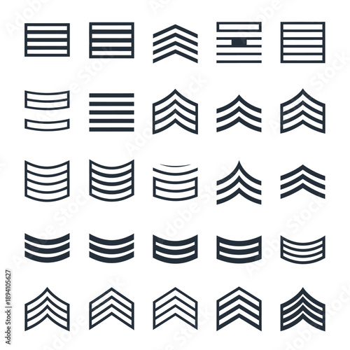 Military Rank Insignia Chevrons Badge Set