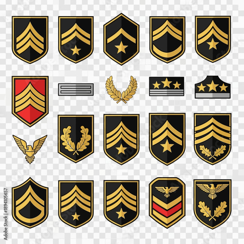Military Rank Insignia Collection: Stripes, Stars, Eagles, Laurel Wreath