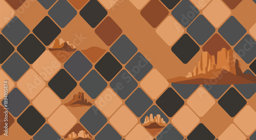 Modern vector wallpaper inspired by snake skin texture with geometric scale patterns and abstract desert background, stylish reptile design for fashion, decor, and digital surfaces