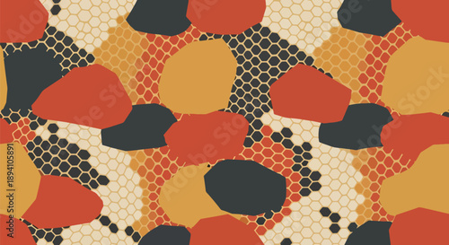 Modern vector wallpaper inspired by snake skin texture with geometric scale patterns and abstract desert background, stylish reptile design for fashion, decor, and digital surfaces