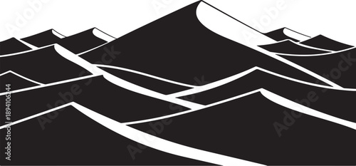 Black and White Mountain Range Landscape Graphic Illustration Artwork