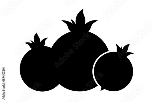pomegranate fruit silhouette vector, pomegranate fruitblack symbol
