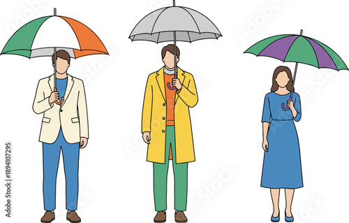 Black silhouettes of diverse business people standing together as a team with professional men and women in suits and formalwear.