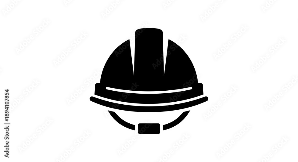 Fototapeta premium Black silhouette of a hard hat.