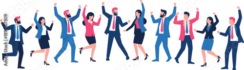 Professional black business silhouettes standing together with flat vector commuters in winter clothing and young travelers with backpacks from behind.