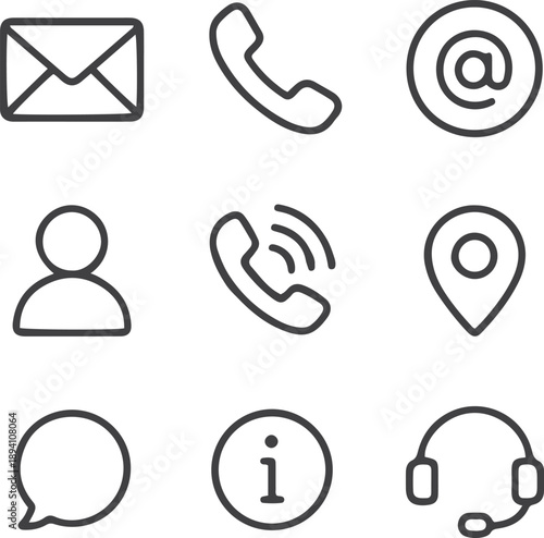 Contact icons showcasing diverse communication methods illustration design element