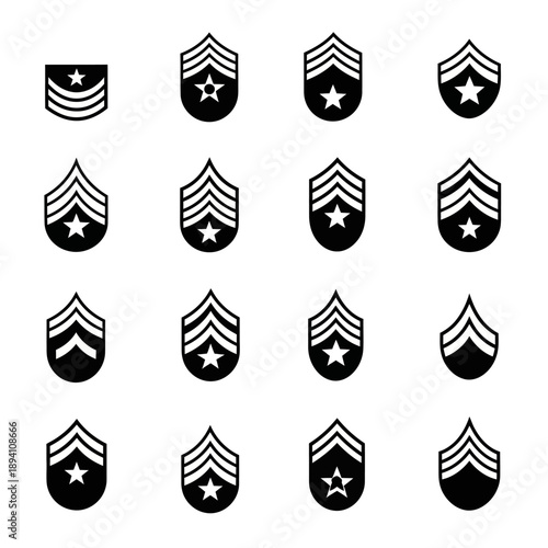 Military Rank Insignia Collection: Stripes and Stars for Uniforms