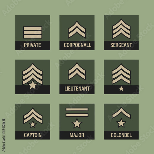 Military Rank Insignia Collection: Private to Colonel