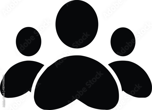 Minimalist black group icon representing multiple users or community members on a white background