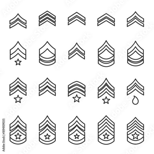 Military Rank Insignia Collection - Chevron Stripes and Stars