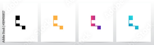 Rectangular Shape Connected by Lines Letter Initial Logo Design L