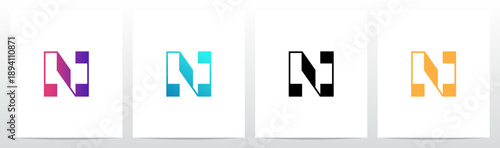 Rectangular Shape Connected by Lines Letter Initial Logo Design N