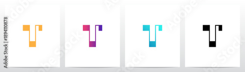 Rectangular Shape Connected by Lines Letter Initial Logo Design T