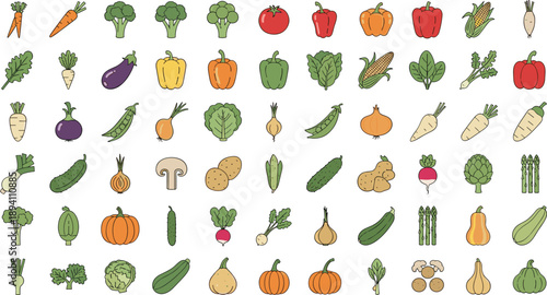 Colorful assortment of fresh vegetables and fruits