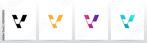 Rectangular Shape Connected by Lines Letter Initial Logo Design V