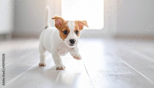 Hundewelpe stolpert über seine Pfoten