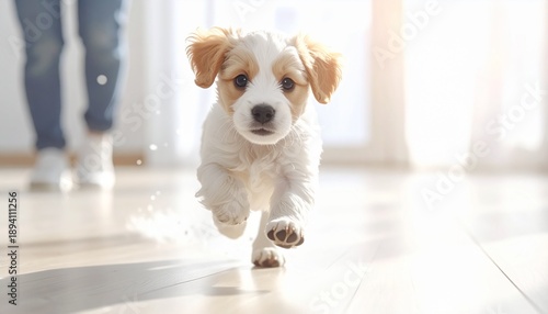 Hundewelpe stolpert über seine Pfoten