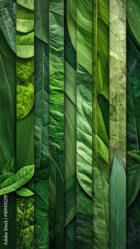 Wallpaper Mural A vibrant vertical collage showcasing various shades and textures of green foliage. Torontodigital.ca