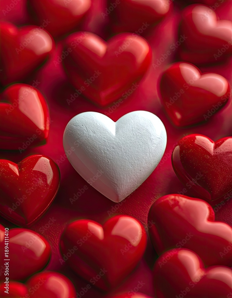 custom made wallpaper toronto digitalA solitary white heart stands out amongst a sea of glossy red hearts.