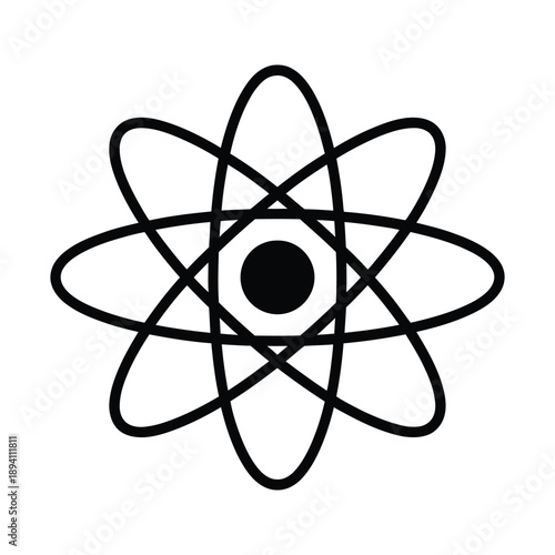 Simple black and white atomic structure diagram