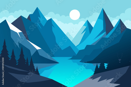 Epic Matte Painting of Moraine Lake Valley Towering Peaks