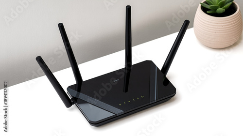 Modern wireless router on table