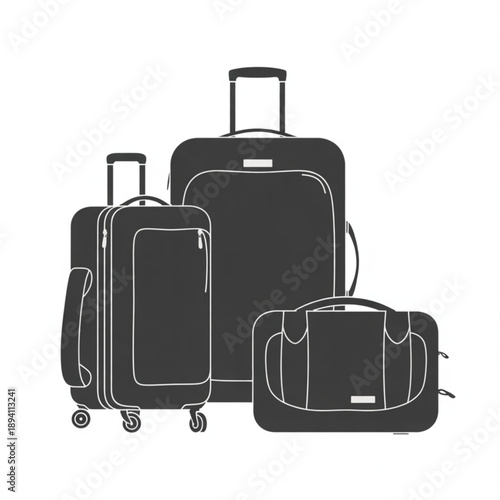 Suitcases isolated on a white background, perfect for travel and luggage concepts. Clean presentation highlights design, portability, and vacation or business trip themes.