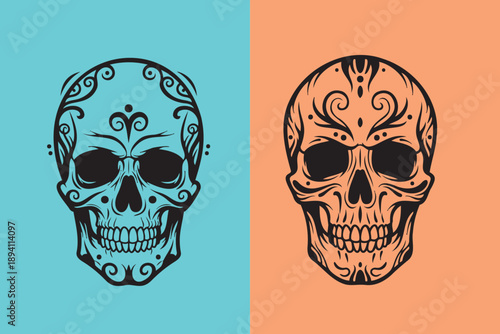 Vibrant sugar skulls for Day of the Dead celebrations and modern designs