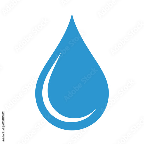A blue water drop icon on a white background