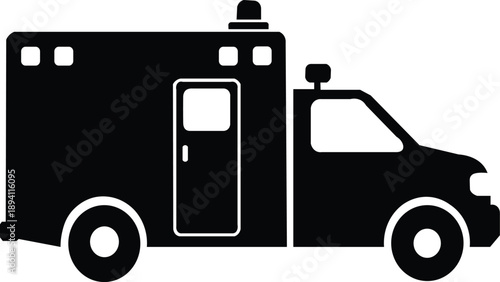 Black armored police security vehicle with flashing light isolated on white background vector illustration
