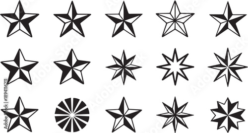 Star vector icons. Set of star symbols isolated.