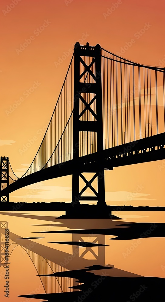 Obraz premium Golden Gate Bridge at Sunset Silhouette.