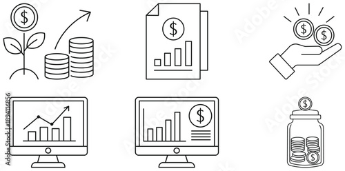 Financial Infographic: This financial infographic embodies the principles of saving and investment. With icons like growing coins, charts, and money, it tells a compelling story of financial growth.