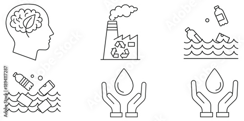Ecological Awareness: Conceptual image highlighting the integration of environmental mindfulness. From the human brain to water droplets.